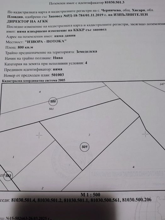 с. Черничево, област Пловдив
Нива, кат. 4, 7.1 дка, Продавам 4 имота И