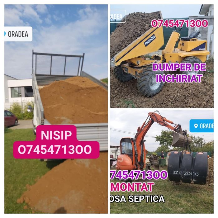 Constructii utilaje Nisip piatra pt parcare, zavura piatra concasata,