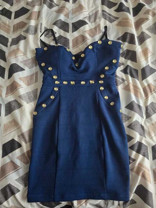 Rochie Mexton foarte elastica cu strasuri mari cu pushup