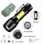 LED фенер ярка светлина USB зареждане 3 режима регулируем фокус