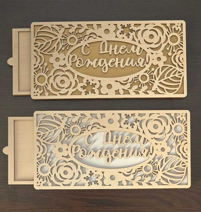 Оригинальные деревянные конверты  для торжеств и радостных событий