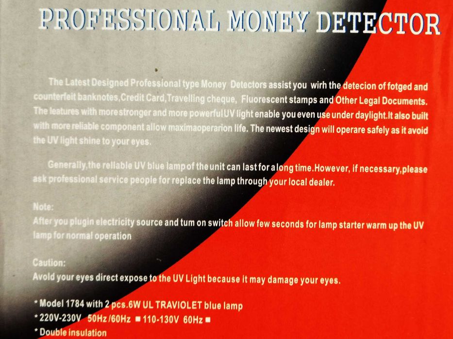 Lampa UV detectie bani falsi ,detector valuta,tester bancnote-2 lampi