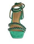 Sandale, Alma en Pena, piele naturala, toc de 2cm, verde, marime 37 EU