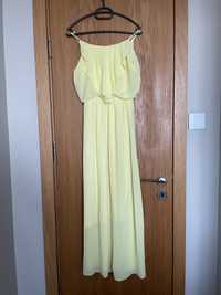 Дълга ефирна жълта рокля
