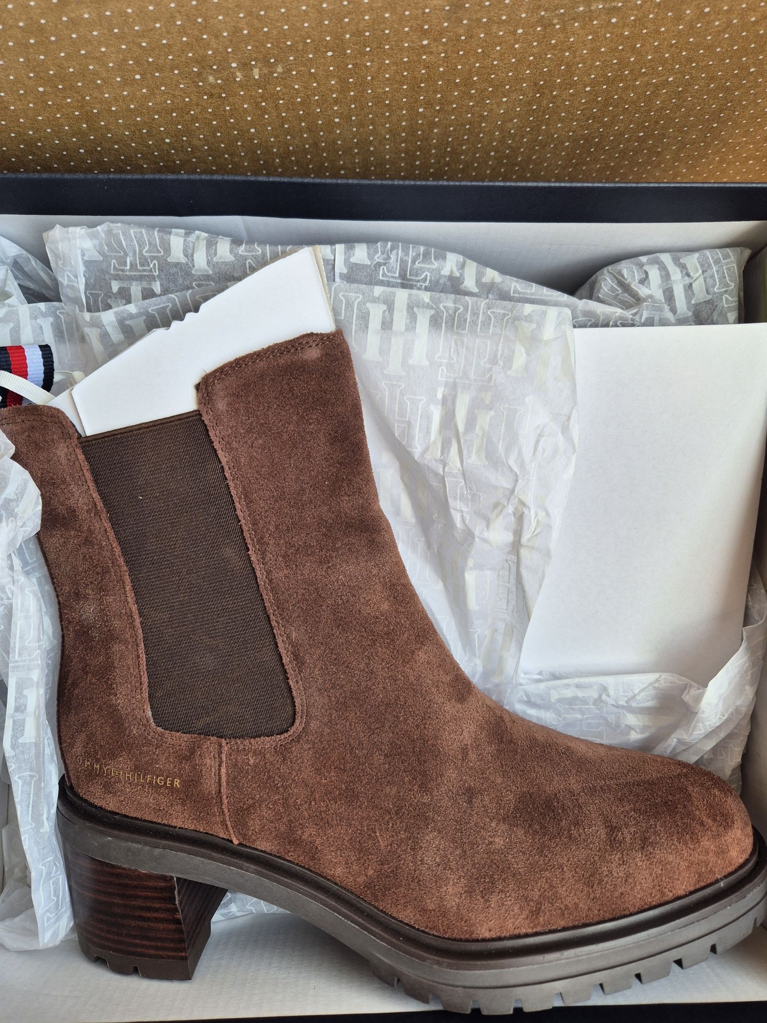 Tommy Hilfiger - Ghete dama, Piele naturala, Maro, 40