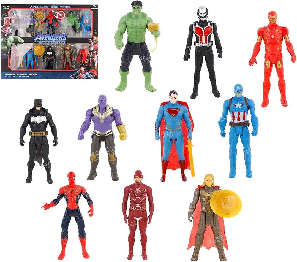 Комплект 10 фигурки с оръжия Avengers Spiderman, Непобедимите