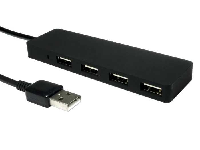 RS PRO 4-портов USB 2.0 USB A хъб, захранван от USB, 105 x 30 x 10 mm