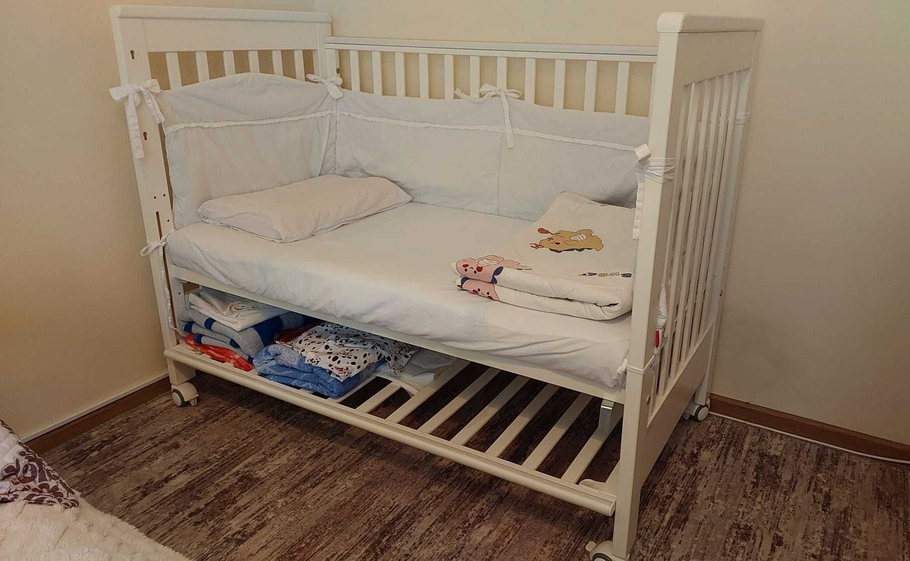 Patut co-sleeping, alb Treppy Dreamy + saltea cocos+ cadouri