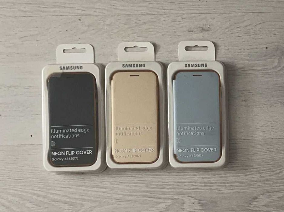 Huse originale Samsung Neon Flip Cover pentru Galaxy A3 2017