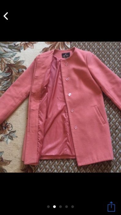 Пальто персиковое женское теплое