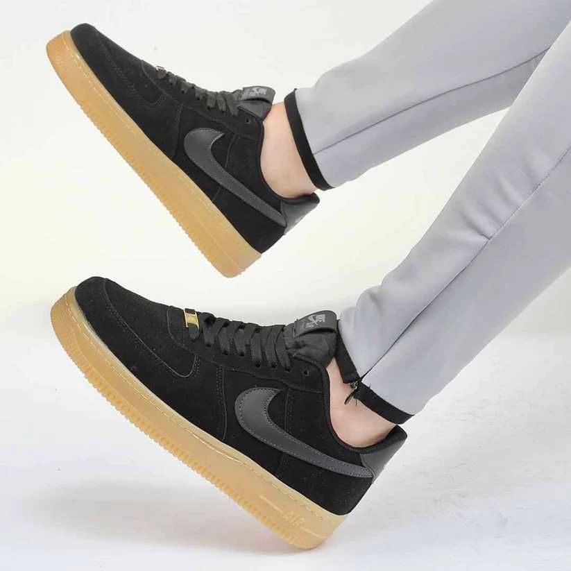 Adidasi Air force 1 low Black | Piele intoarsa