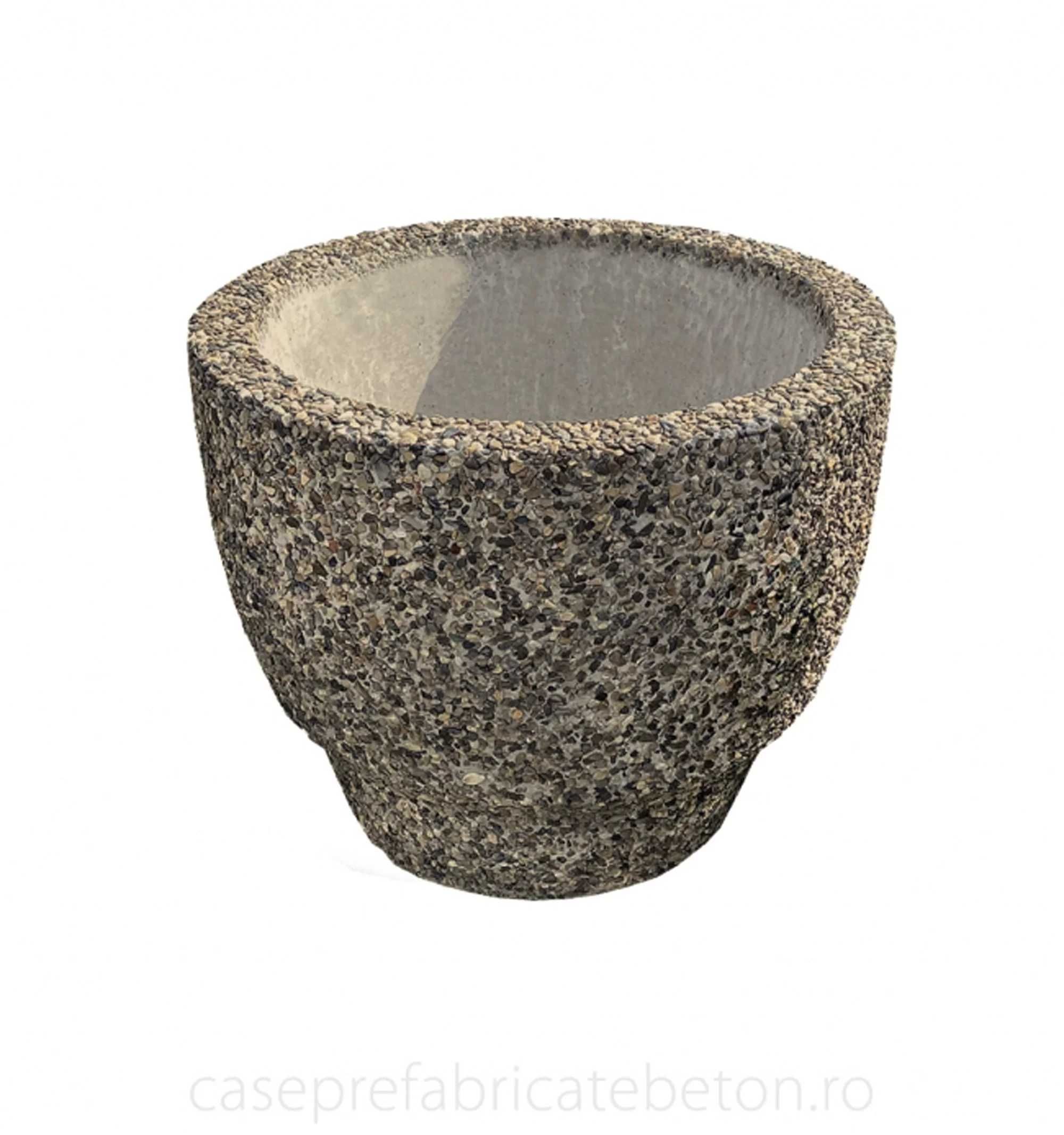 Ghiveci din beton si piatra naturala conic