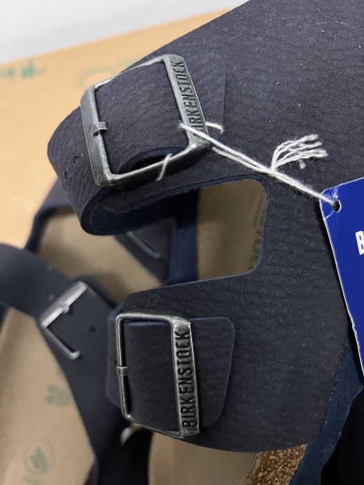 Birkenstock 43, bleumarin, piele intoarsa