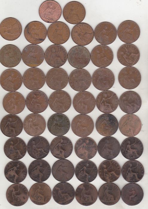 Anglia - lot 50 monede de 1 penny - 1806 - 1967 - ani diferiti