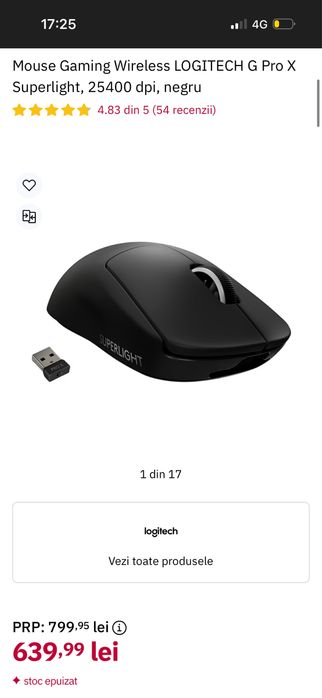 Mouse Logitech G pro X superlight 25.400 DPI