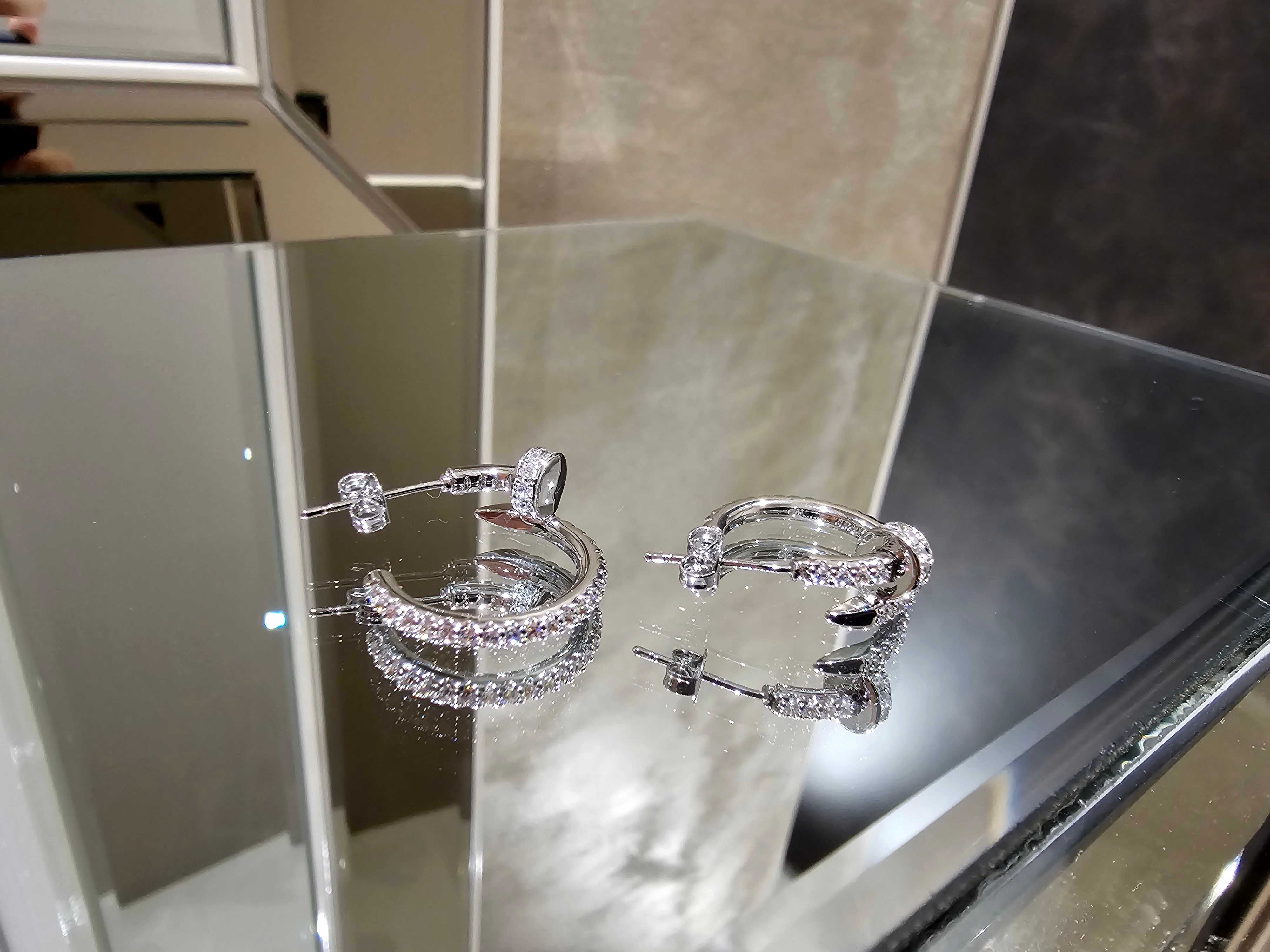 CARTIER Nail Juste un Clou Hoop Silver Diamonds Дамски Обеци Пирон