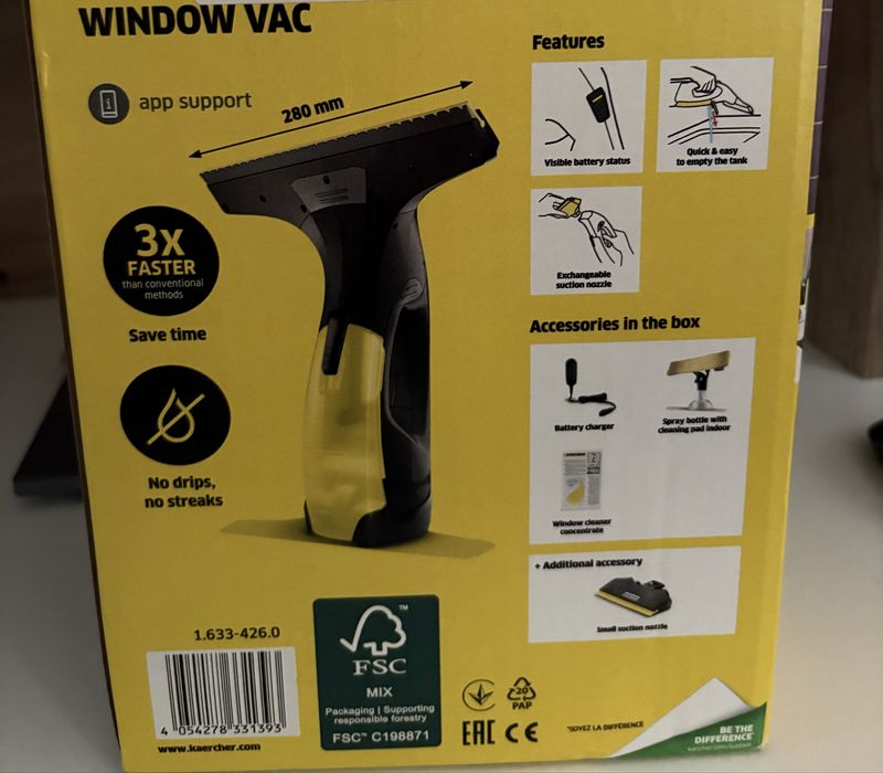 Акумулаторна стъклочистачка Karcher WV 2 Black Edition