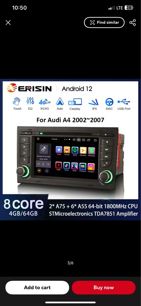 Мултимедия Erisin ES8578A за Audi a4 b6/b7