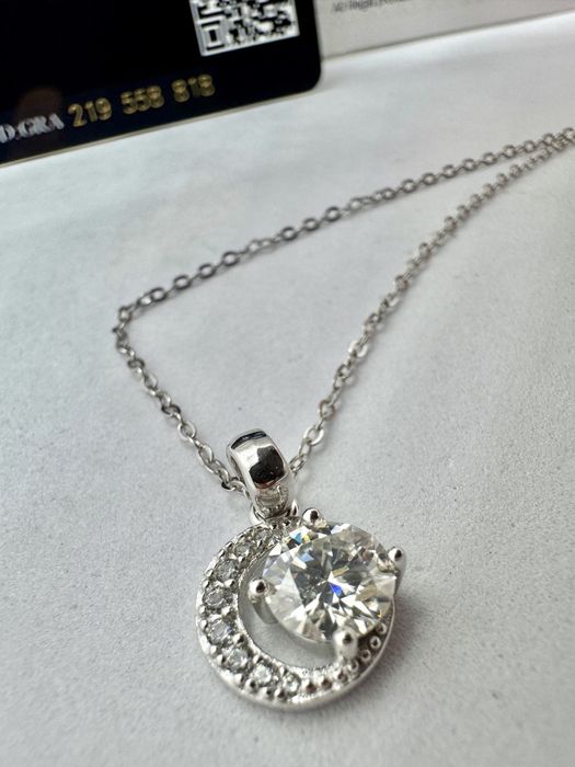 Сребърно колие с мойсанит (Диамант) 1 карат