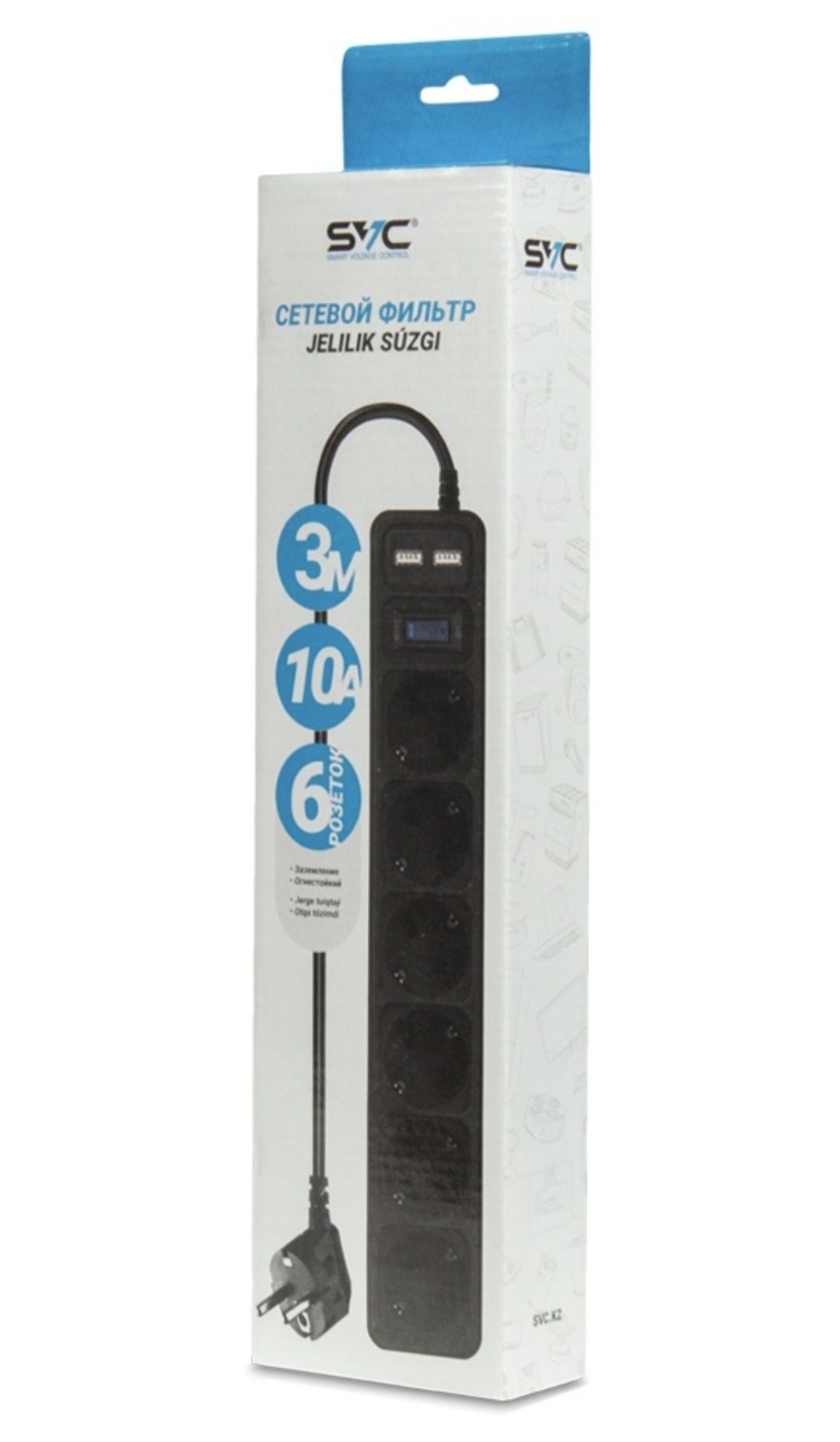 Сетевой фильтр SVC ZC6S-30M-USB 3 м
