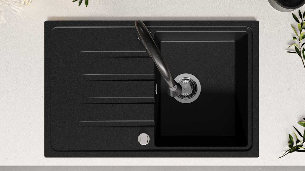 Кухненска мивка от Гранит модел Милано 780 x 500 mm - Графит
