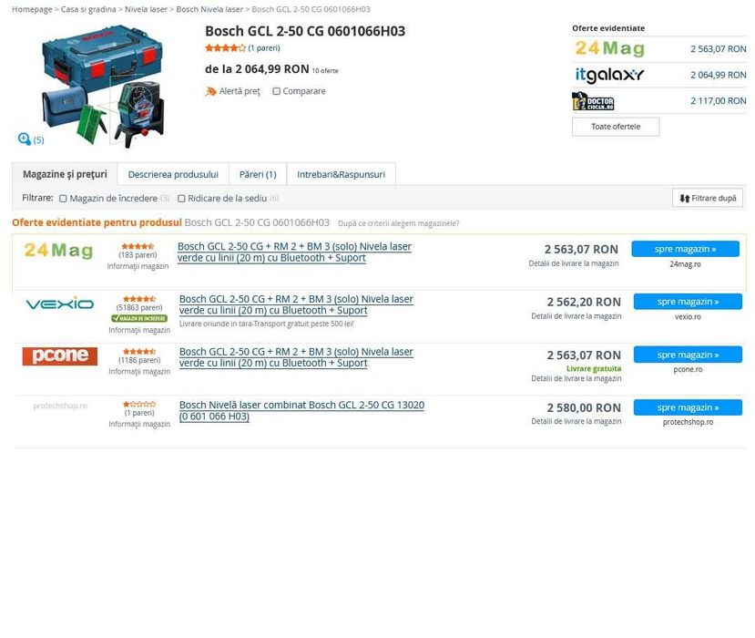 Vand laser verde Bosch GCL 2-50 CG, nou, garantie, sigilat