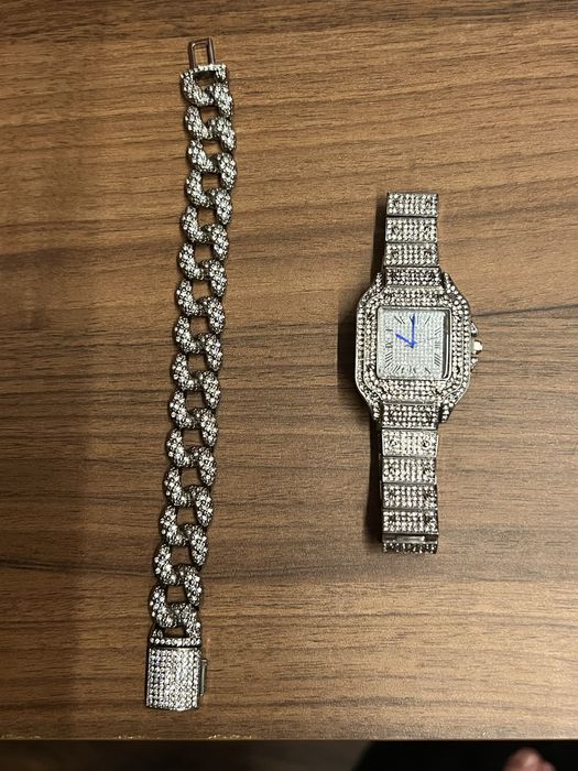 Iced out cartier santos + iced out matcing bracelet
