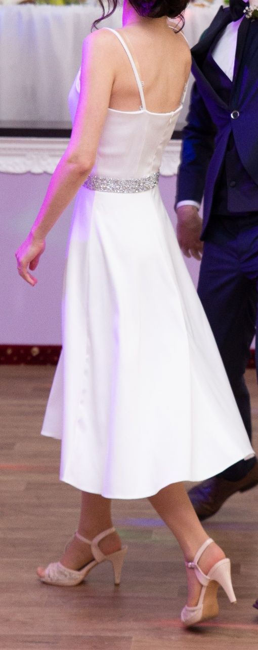 Rochie eleganta din tafta alb ivoire XS / rochie cununie civila