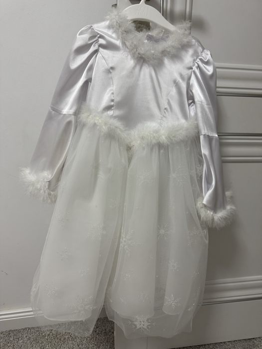 Rochie serbare Craciun, fulg nea. 5-6 ani, 110 cm