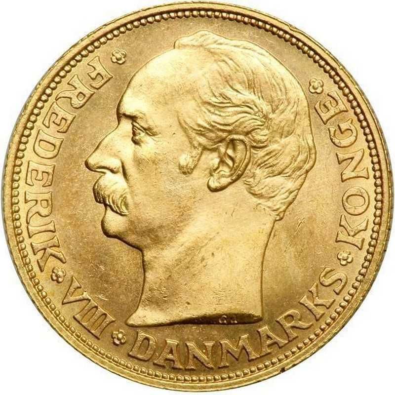 Moneda istorica din Aur - 20 coroane Frederik VIII Danemarca 8.96 g