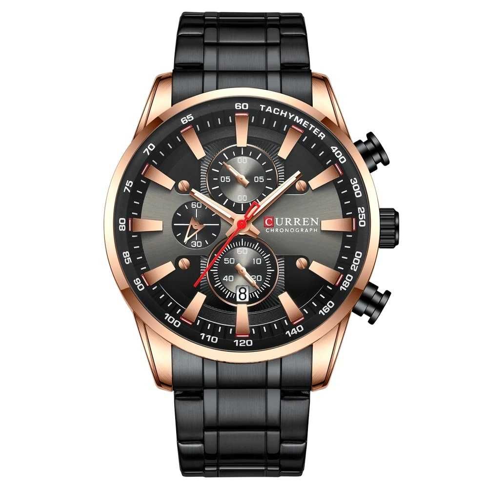 Мъжки часовник Curren Watch, Хронограф, Дата, Черен / Златист