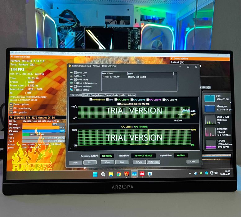 OFERTA PC Gaming i7 10700K 32Gb RTX 3070 WIFI Cs2 Fortnite Fivem Gta5