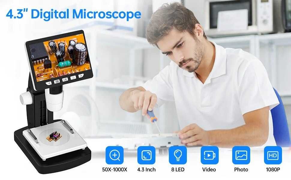 Microscop digital video cu ecran LED