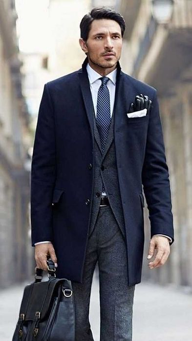 Palton slim 48 M premium Royal Class lana moale navy