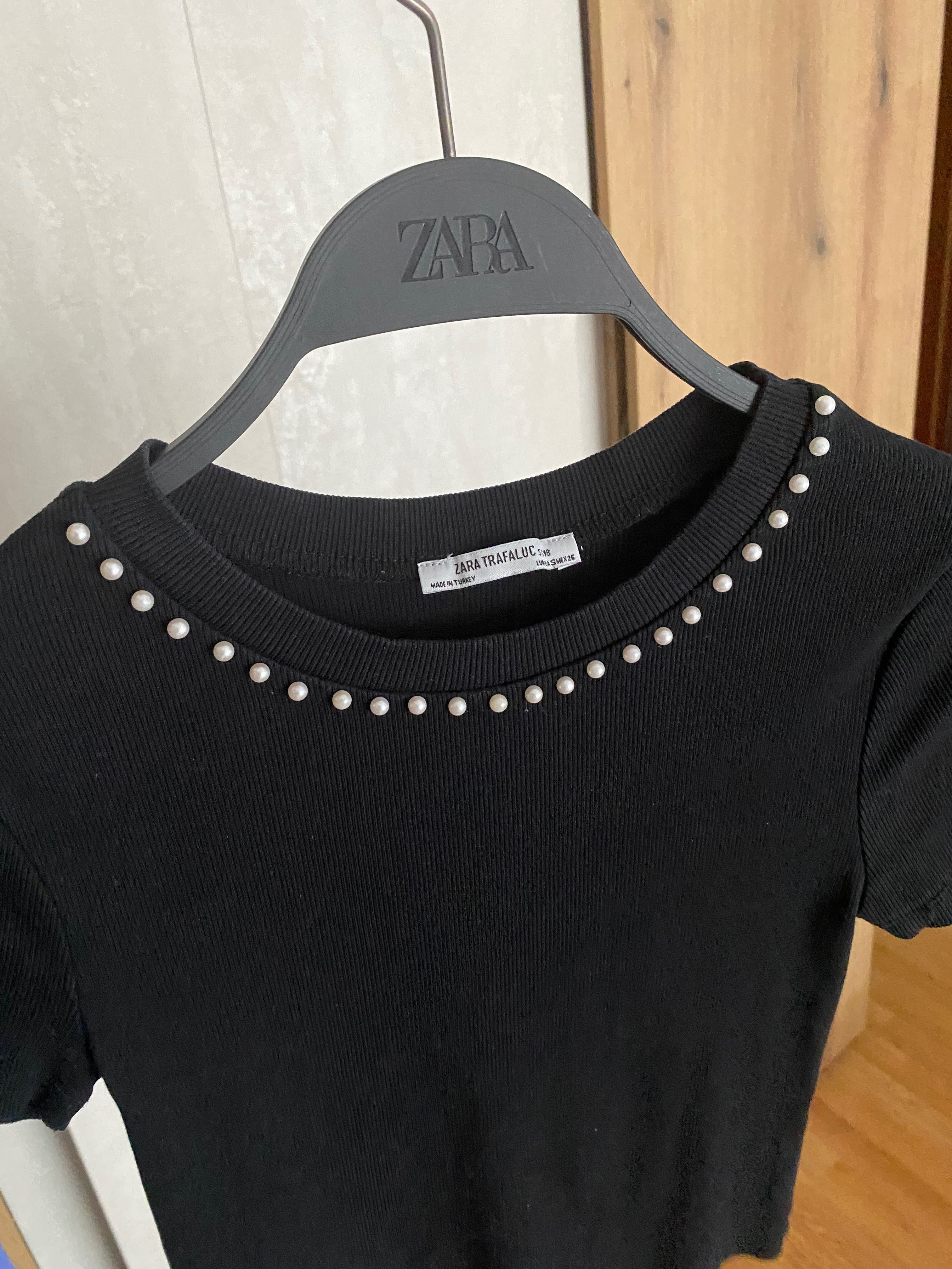Черен топ Zara с перли