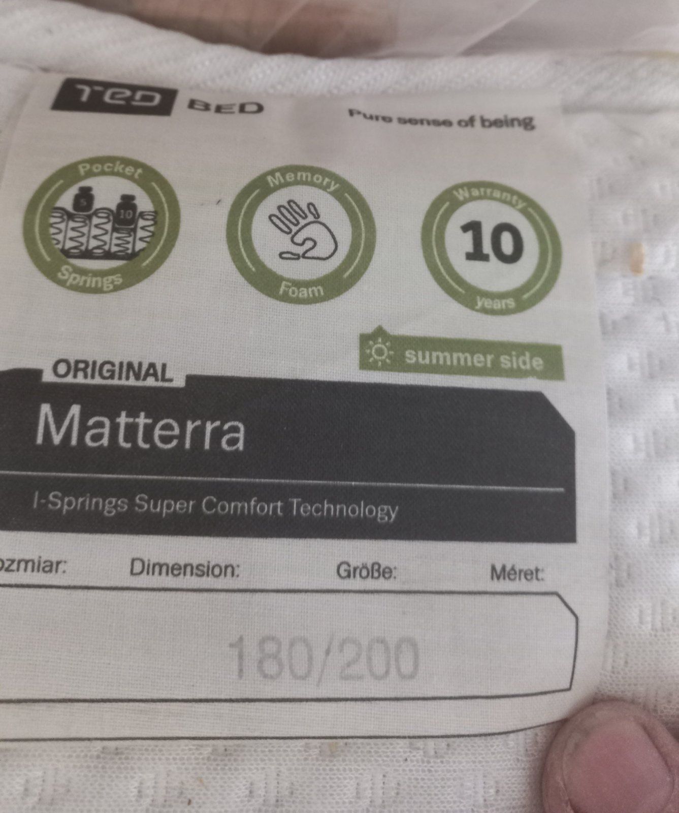 Луксозен матрак TED Matterra - размер 180/200