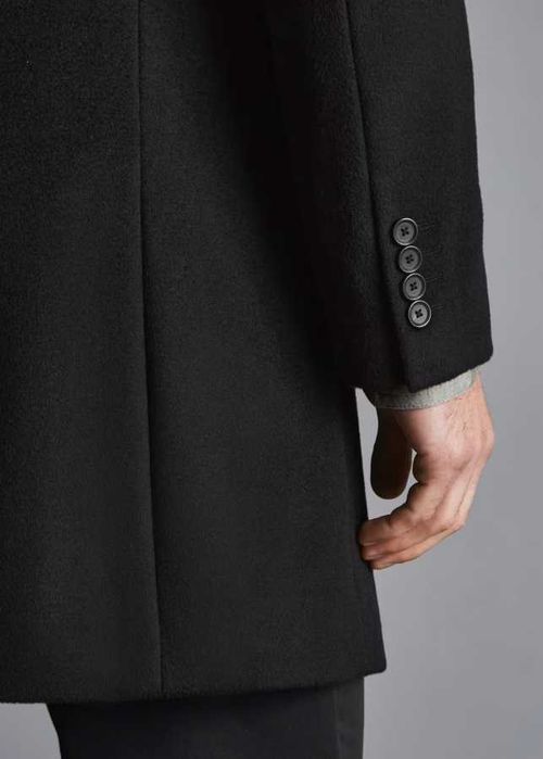 Palton slim 50 XL d lux Bruno Banani lana moale si casmir negru