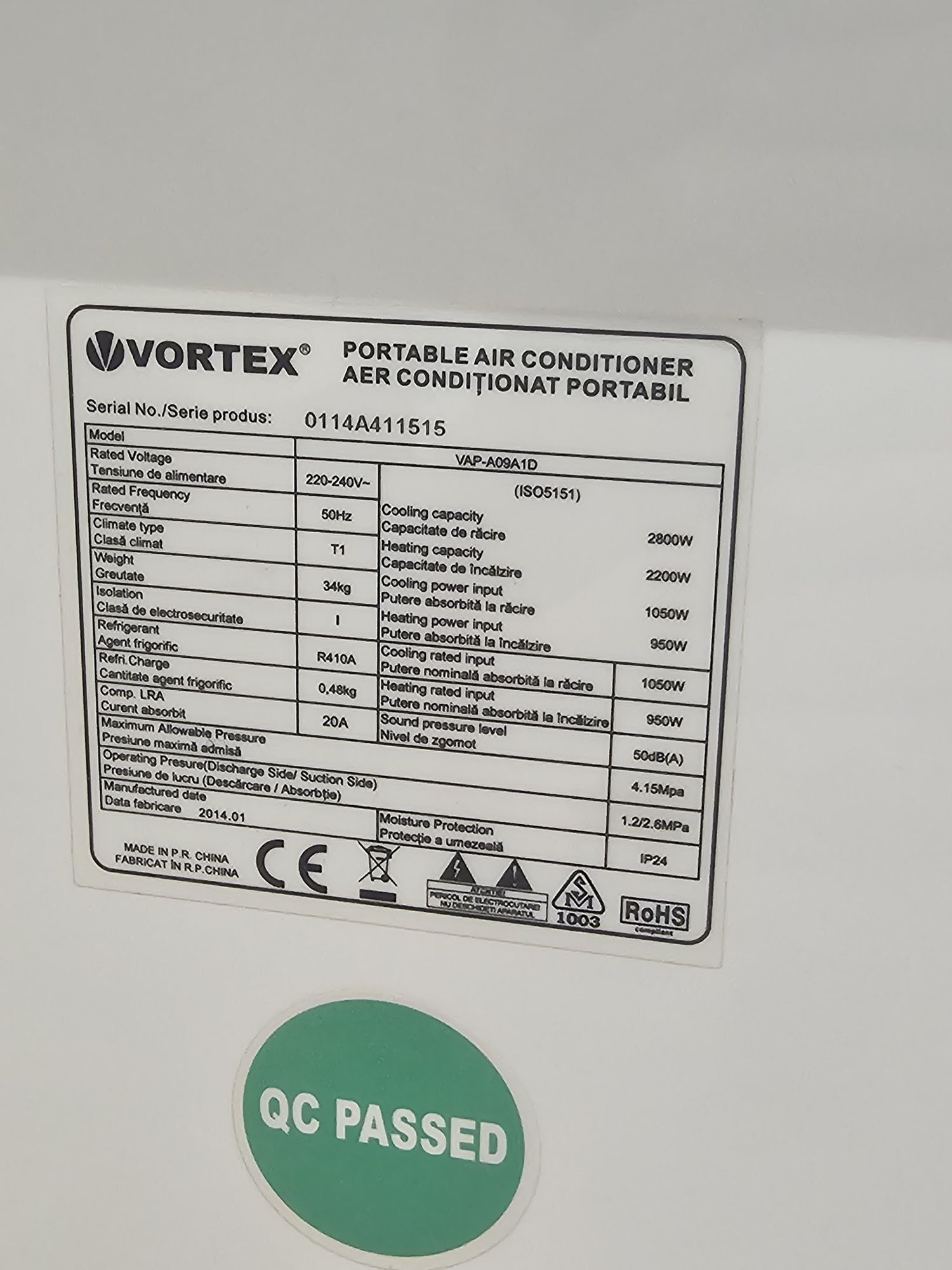 Aparat aer conditionat  Vortex