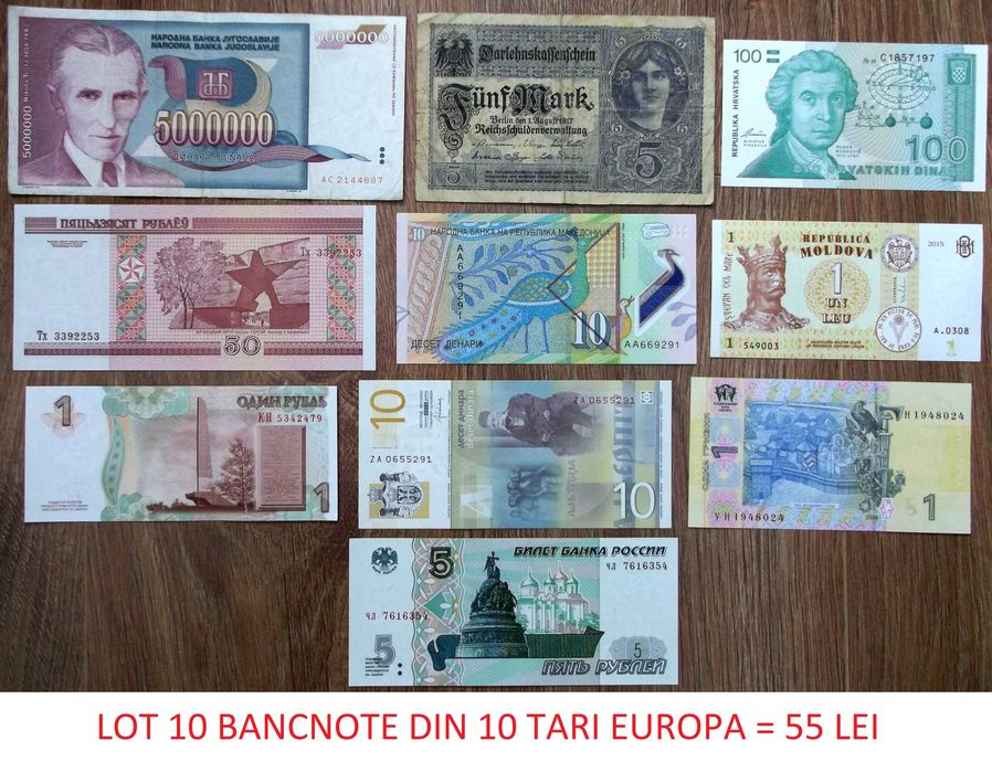 Bancnote impecabile, autentice, romanesti si straine de vanzare