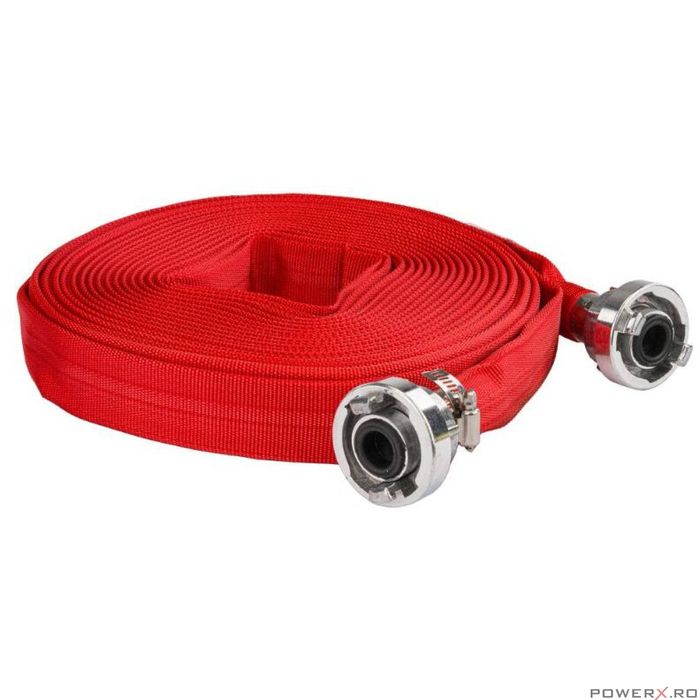 Furtun apa tip pompieri 1"20 metri, 8 bari, cu cuple, Red Technic