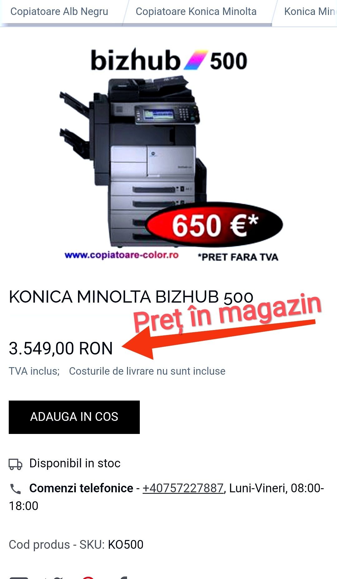 XEROX Copiator RADF Konica Minolta - Imprimantă Laser SCANER, FAX