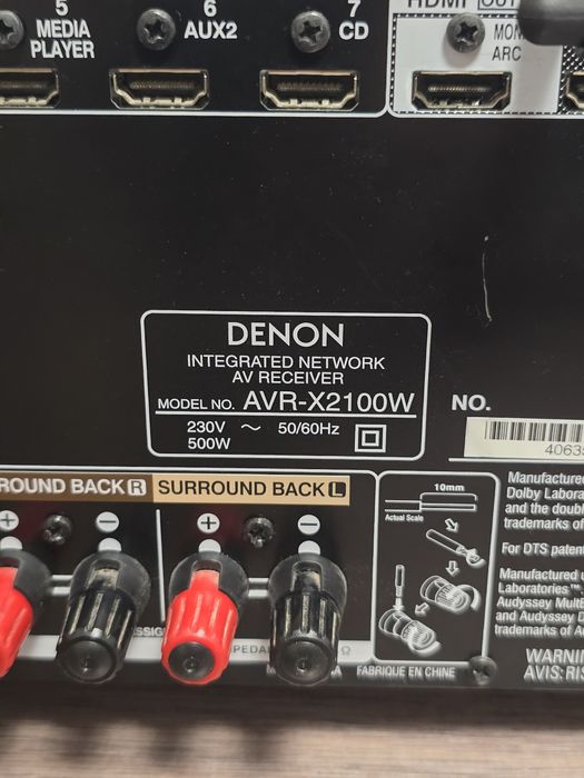 Denon AVR‑X2100W – receiver AV 7.2 wifi/bluetooth