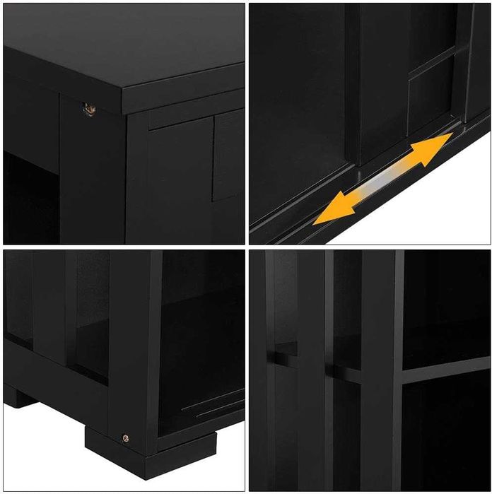 Dulap uși glisante, raft reglabil, spați de depozitare |S 614239 Balck