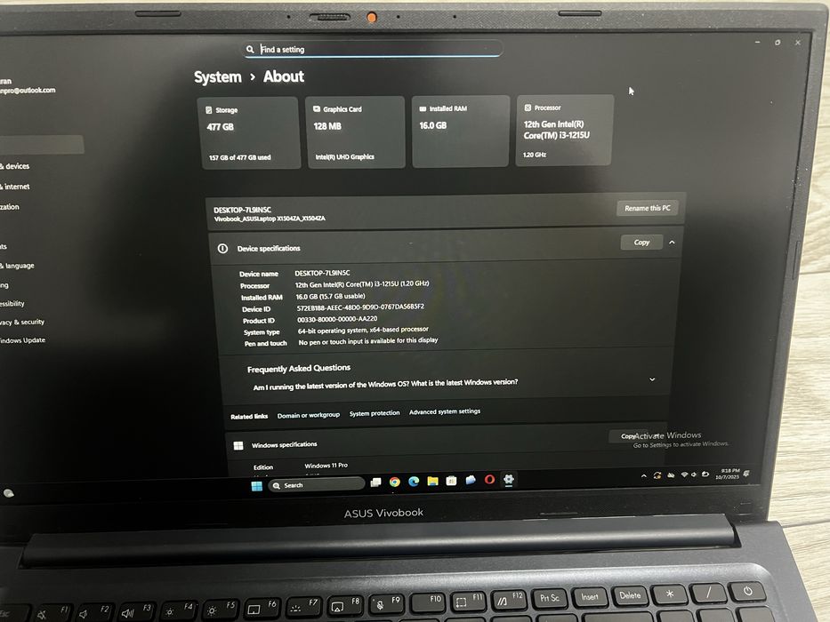 Vand Laptop ASUS Vivobook X1502ZA