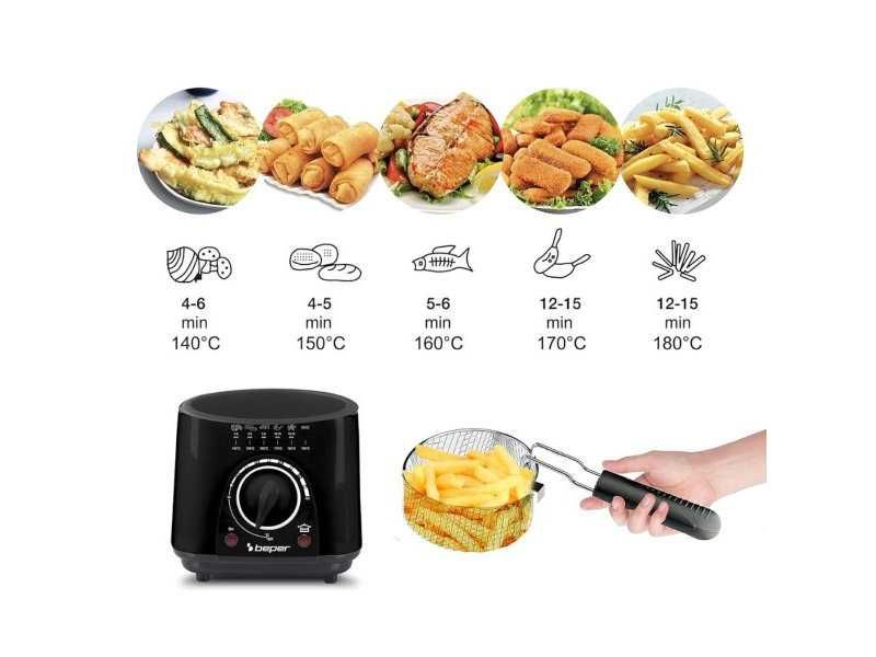 Компактен Фритюрник с Регулируем Термостат BEPER P101FRI100, 1L, 950W