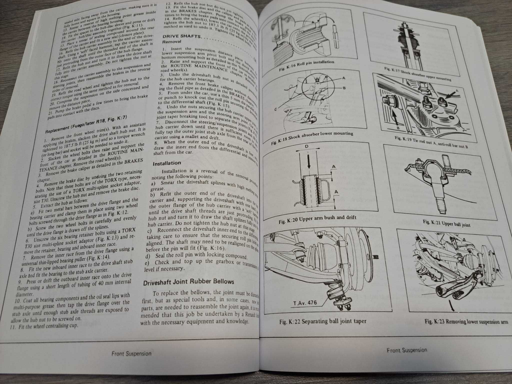 Manual reparatii Renault 18 si Fuego in limba engleza