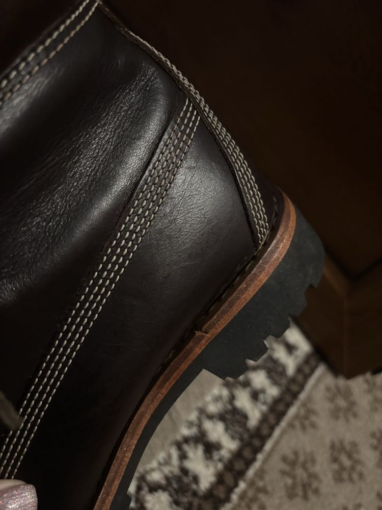 Ghete Timberland barbati din piele integral+sireturi piele intoarsa