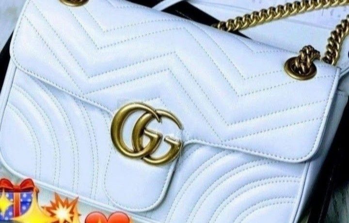 Geanta damă model Marmont, logo metalic auriu mat, saculet, etichetă