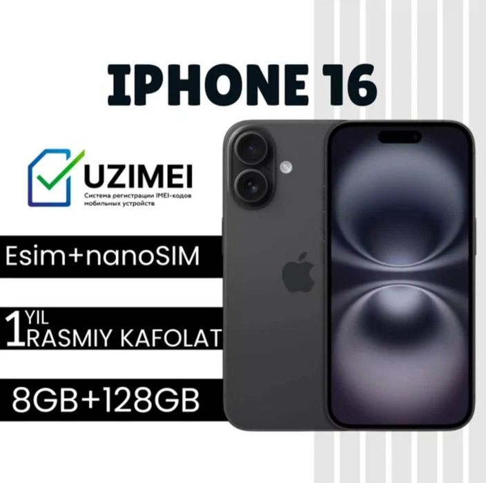 Iphone 16 128GB qora srochna sotiladi