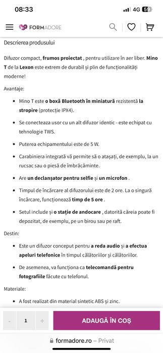 Boxa portabila Lexon Mino T noua sigilata